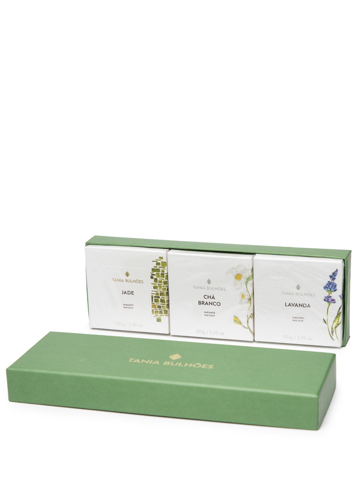 Kit 3 Sabonetes 150g Chá Branco, Jade e Lavanda - Verde