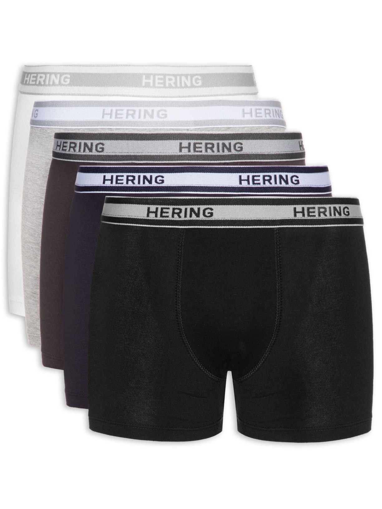 Kit 5 Cuecas Boxer Em Algodão Preto Hering Intimates