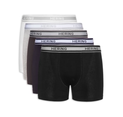 Kit 5 Cuecas Boxer Em Algodão - Preto
