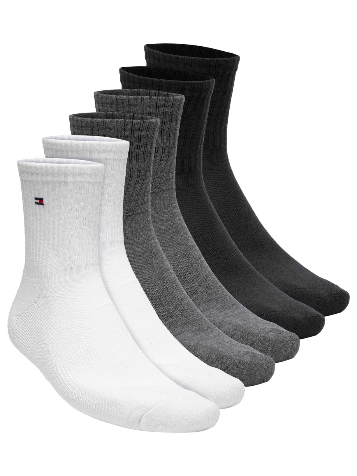 Kit 6 Pares de Meia Cano Médio Athletic High Quarter Masculino Cinza Tommy Hilfiger