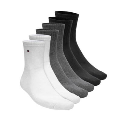 Kit 6 Pares de Meia Cano Médio Athletic High Quarter Masculino - Cinza