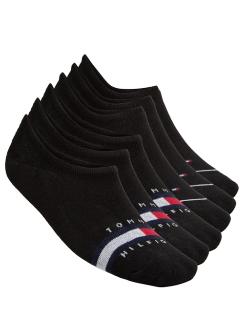 Kit 6 Pares de Meia Masculina Invisível Tino Logo Liner - Preto