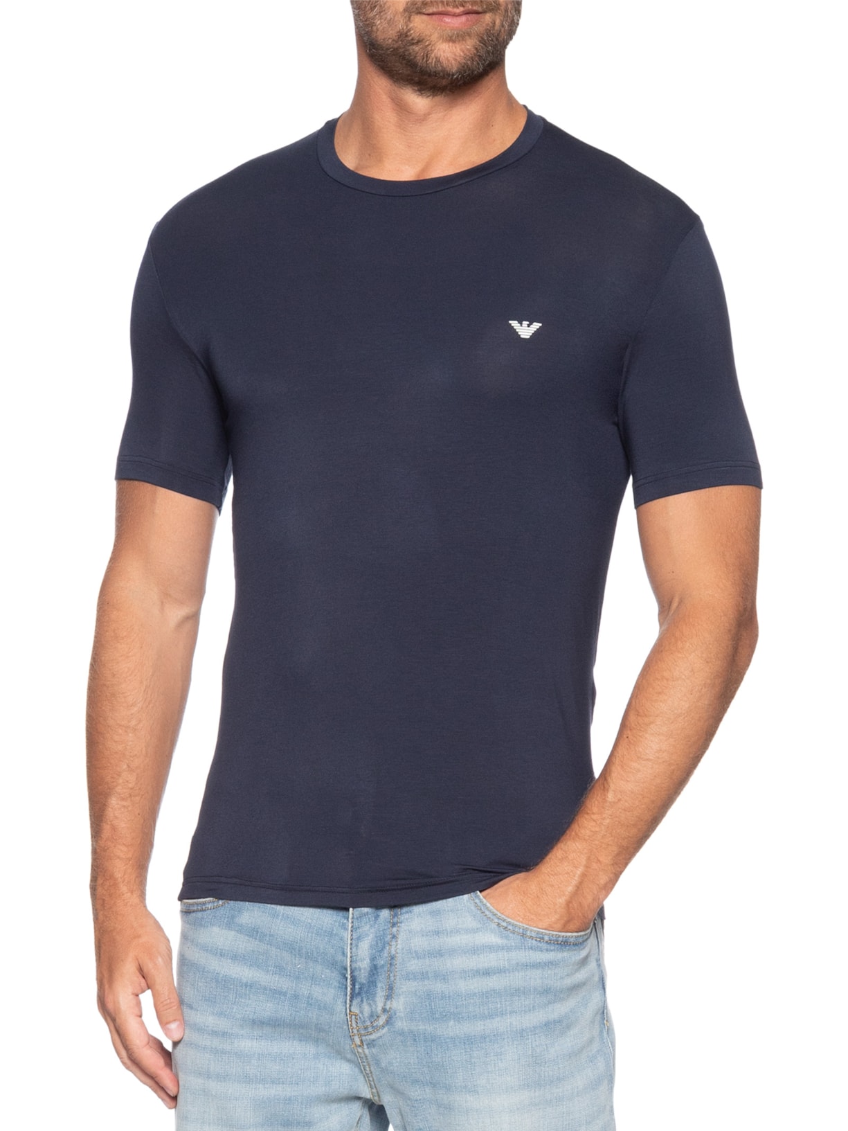 Kit Camiseta Masculina 2 Peças Mc Crew Neck Azul Emporio Armani Bodywear