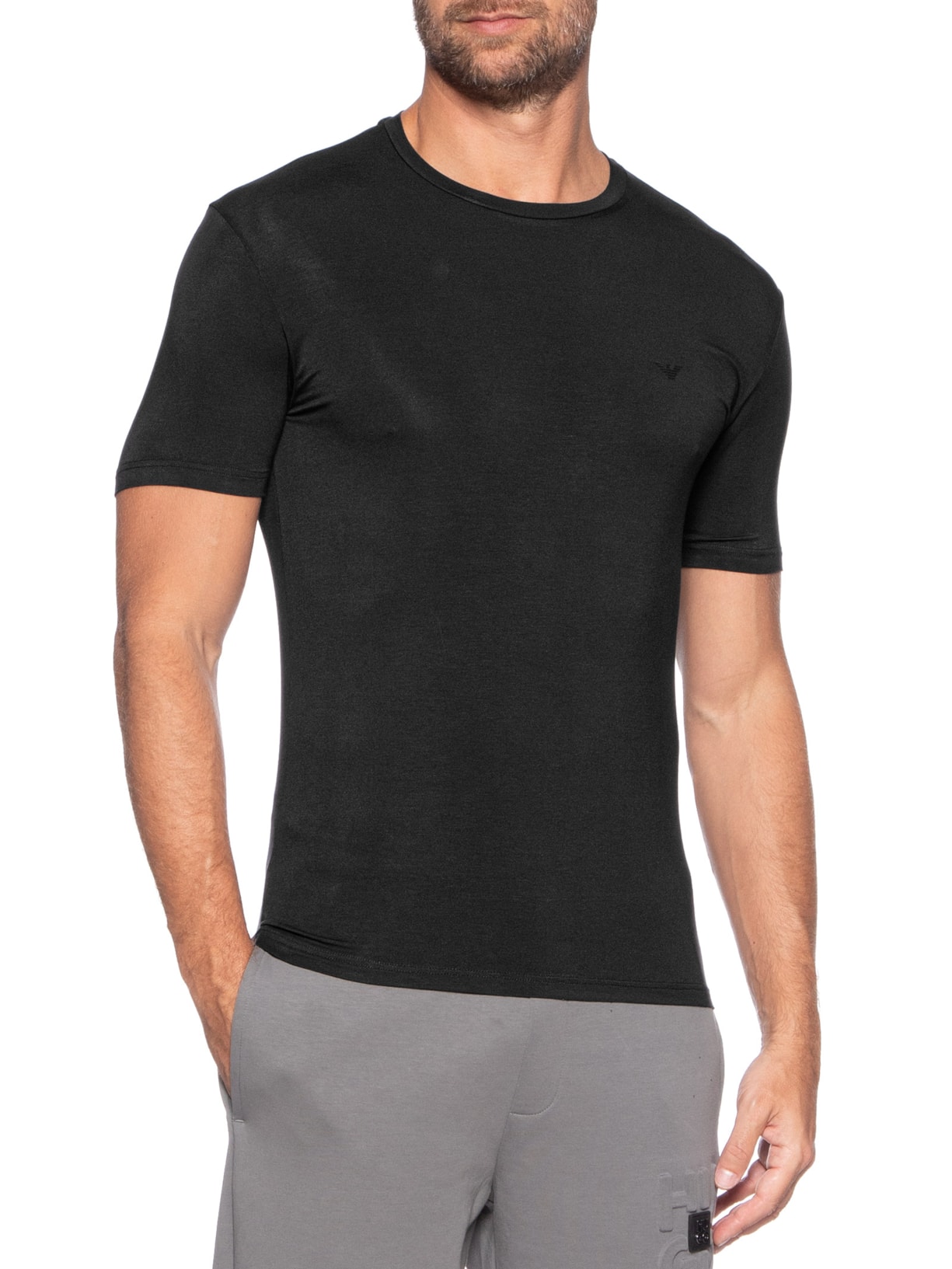 Kit Camiseta Masculina 2 Peças Mc Crew Neck Preto Emporio Armani Bodywear