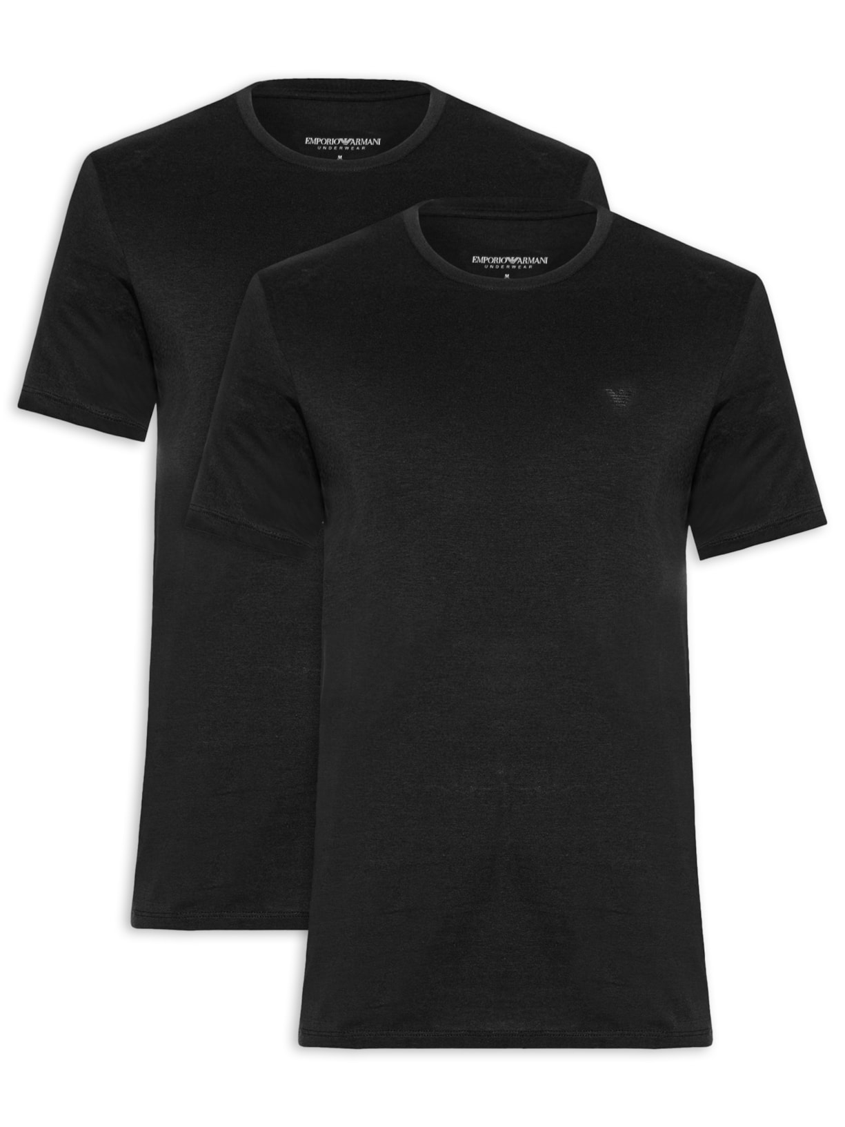 Kit Camiseta Masculina 2 Peças Mc Crew Neck Preto Emporio Armani Bodywear