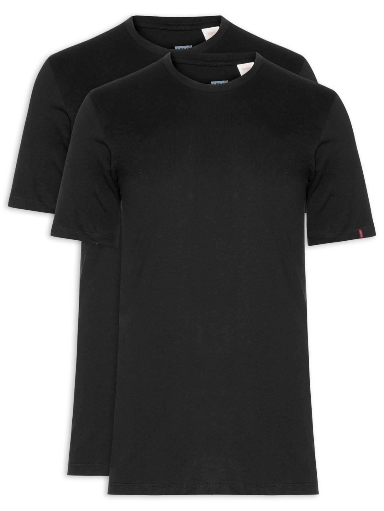 Kit Camiseta Masculina Básica em Algodão com 2 Peças - Preto