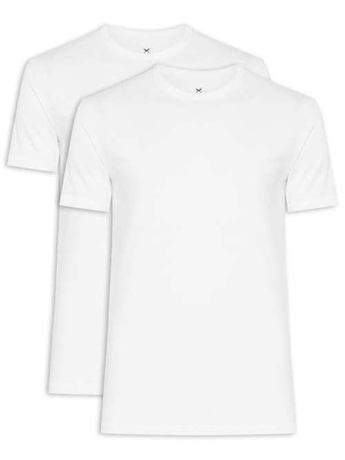 Kit Camiseta Masculina em Algodão 2 Peças - Branco