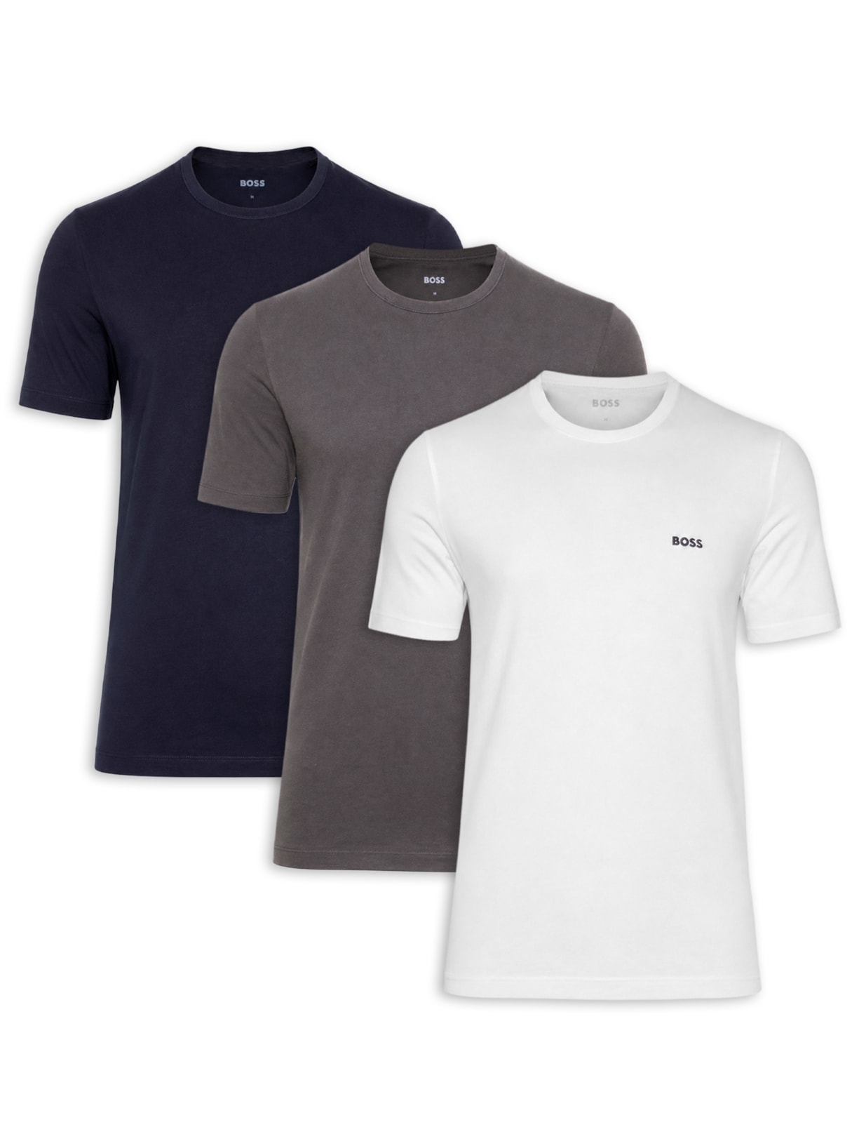 Kit Camiseta Masculina Rn 3P Classic Branco Boss