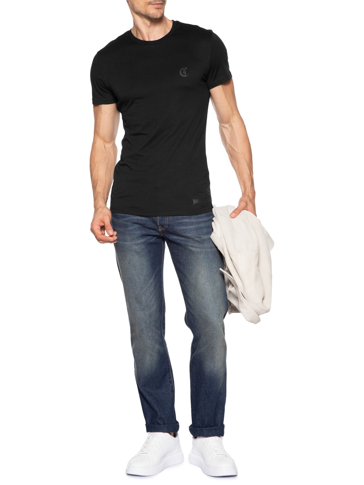 Kit Camisetas Masculinas 2 Peças Short Sleeve Preto Just Cavalli