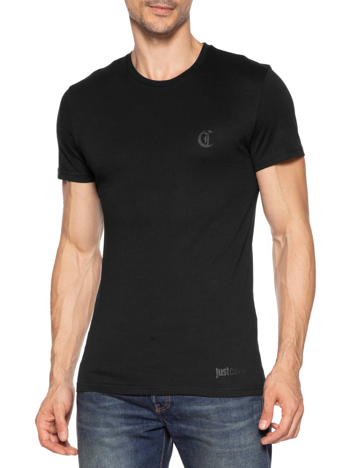 Kit Camisetas Masculinas 2 Peças Short Sleeve Preto Just Cavalli