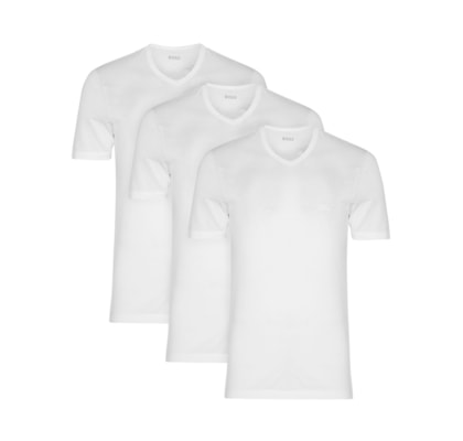 Kit Camisetas Masculinas 3 peças Gola V 3P Classic - Branco