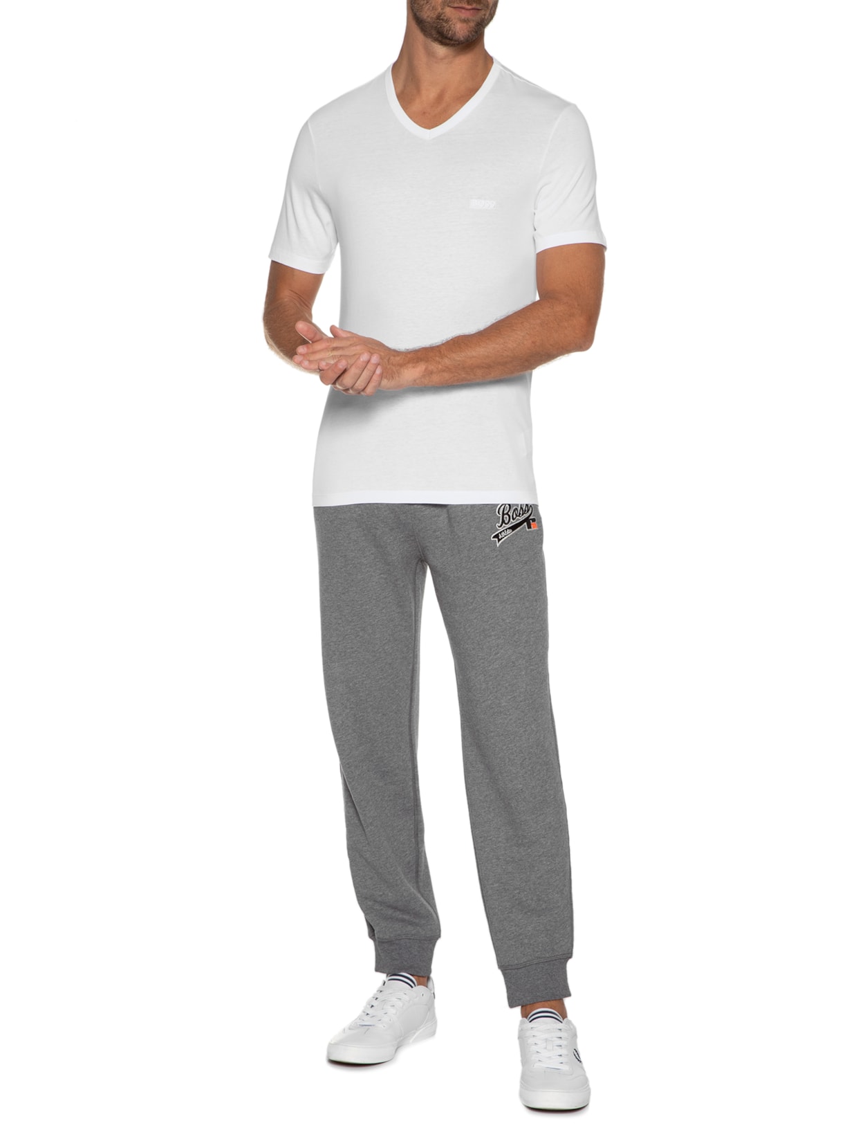 Kit Camisetas Masculinas 3 peças Gola V 3P Classic Branco Boss