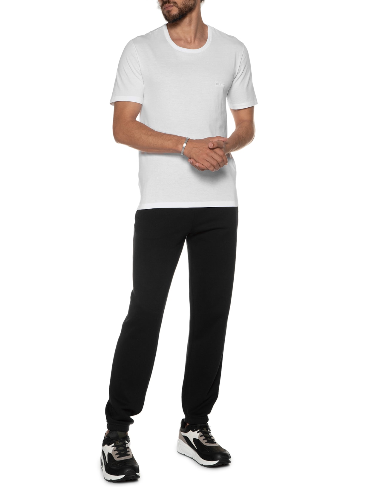 Kit Camisetas Masculinas 3 peças Rn 3P Classic Branco Branco Boss