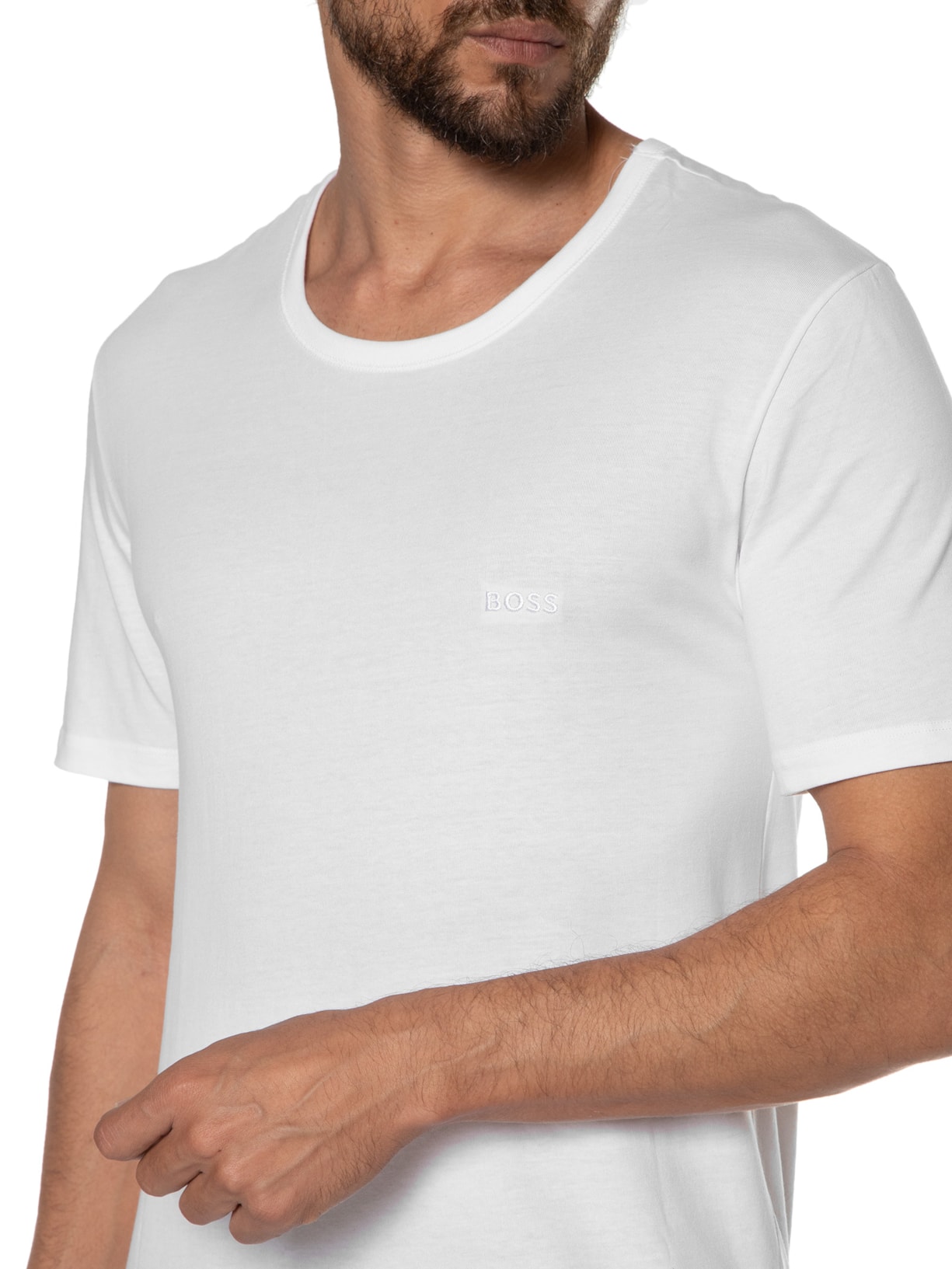 Kit Camisetas Masculinas 3 peças Rn 3P Classic Branco Branco Boss