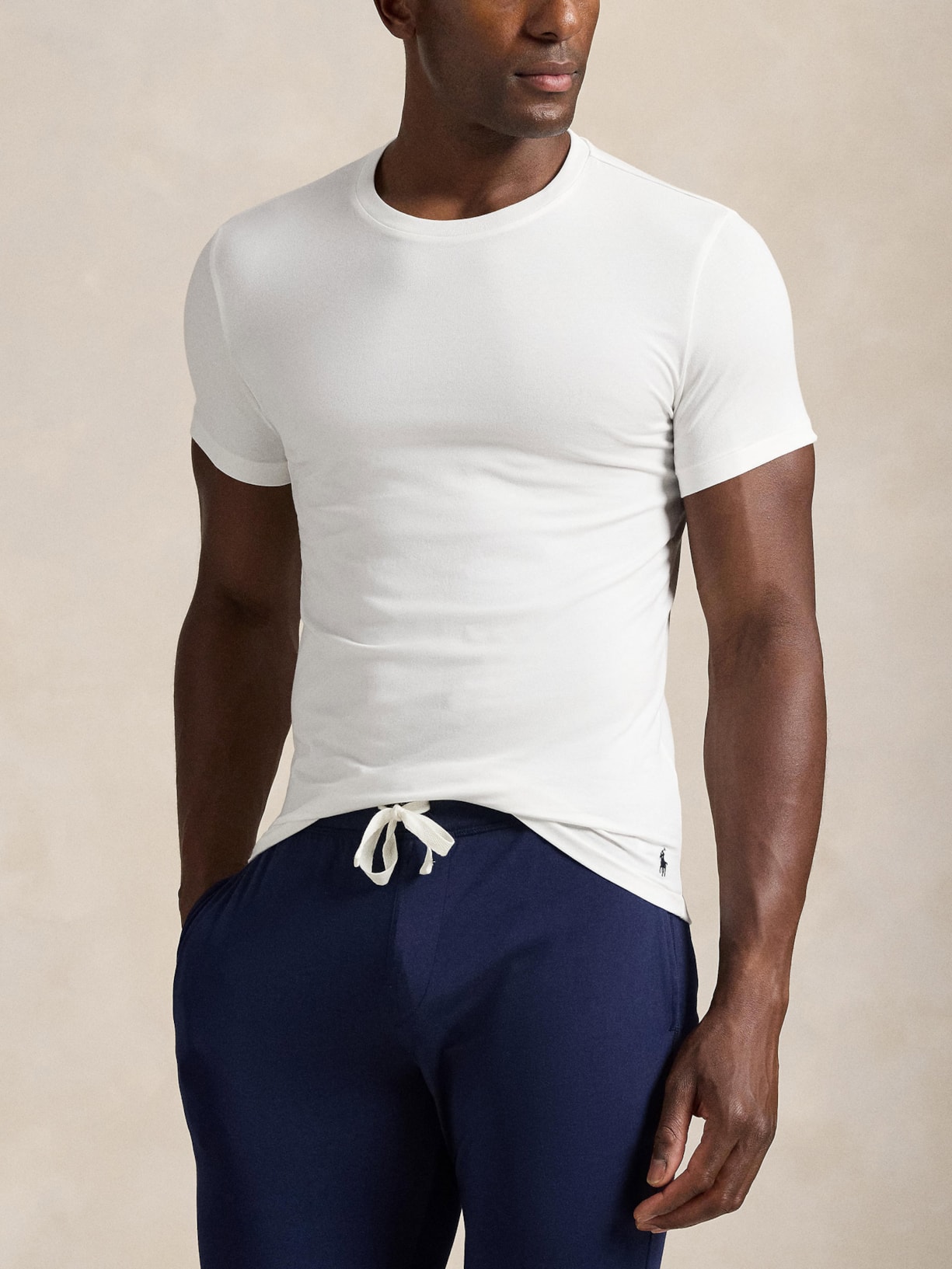 Kit Camisetas Masculinas Classic Crewneck Undershirt 2-Pack Branco Polo Ralph Lauren