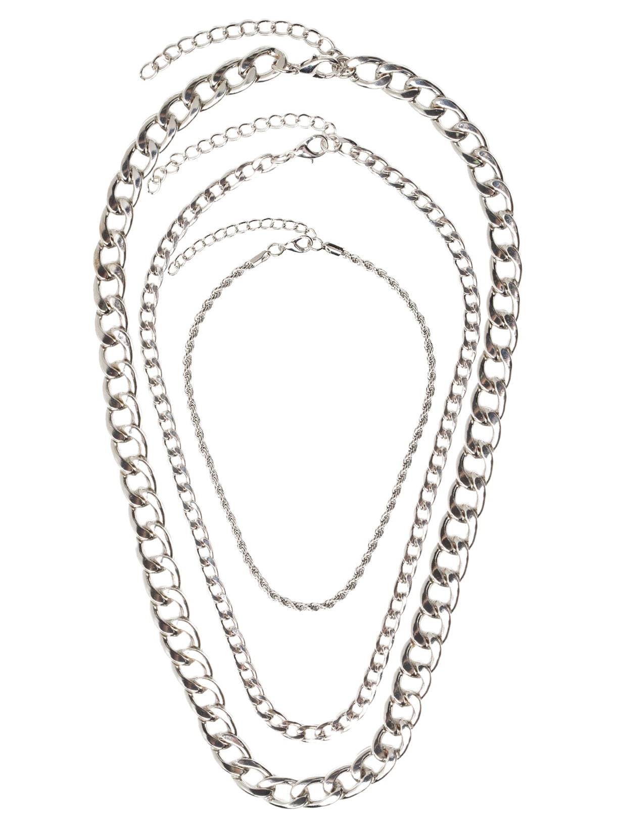 Kit Colar Feminino Correntes Elos Variados - Prateado