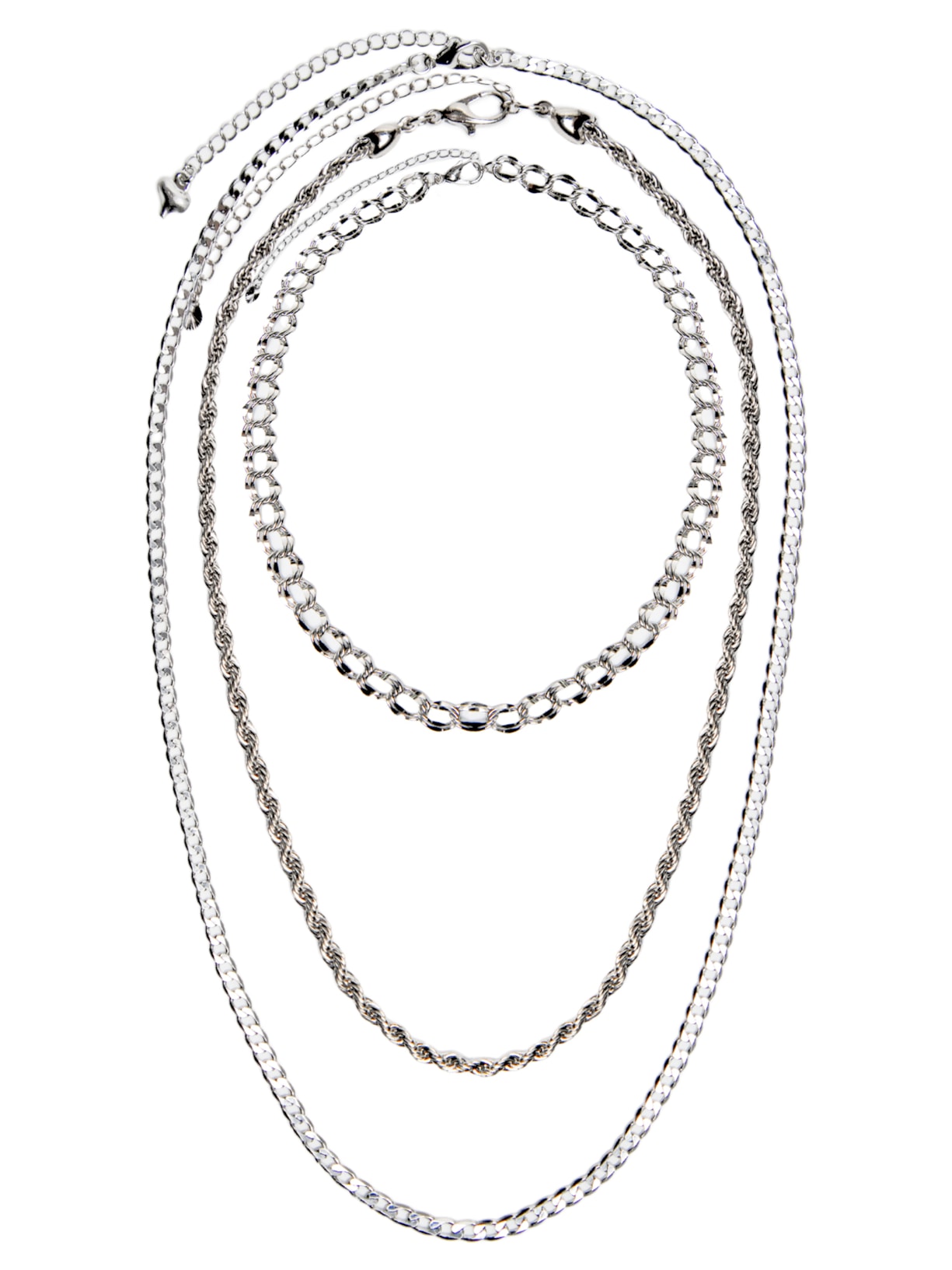 Kit Colar Feminino Elos Variado - Prata