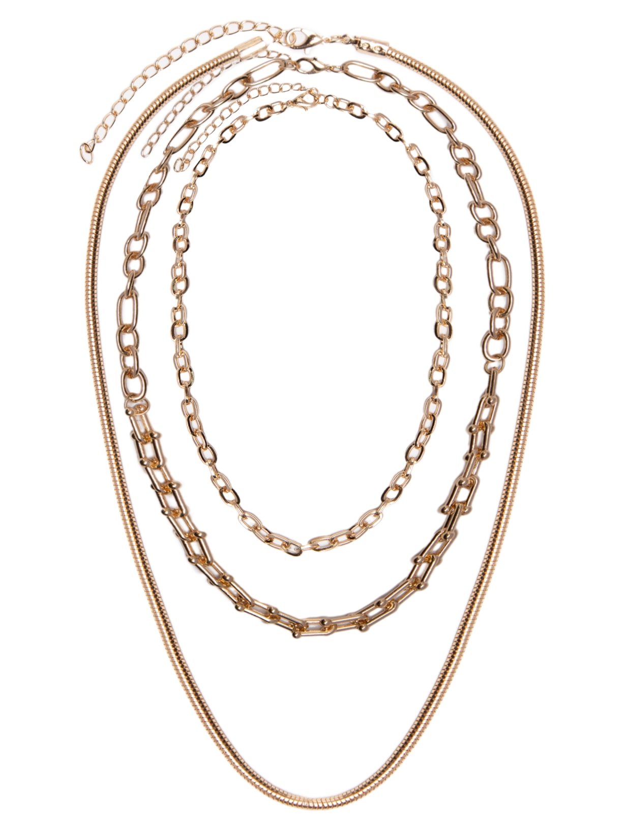 Kit Colar Feminino Elos Variados - Dourado