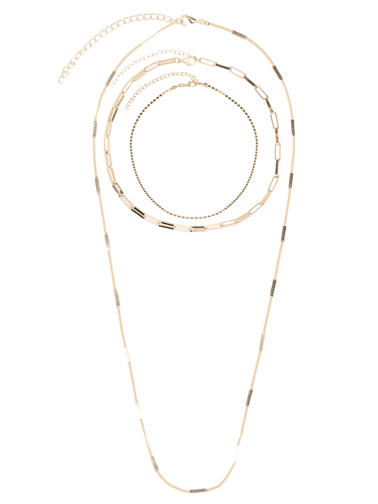 Kit Colar Feminino Folheado Diferentes Elos - Dourado