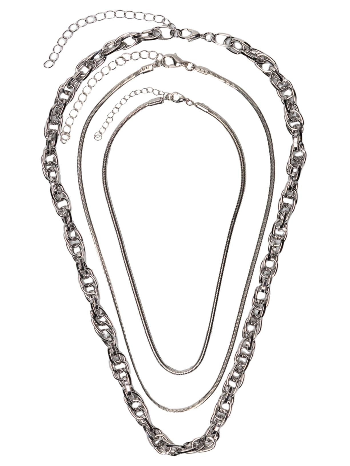 Kit Colares Femininos Diferentes Elos - Prata