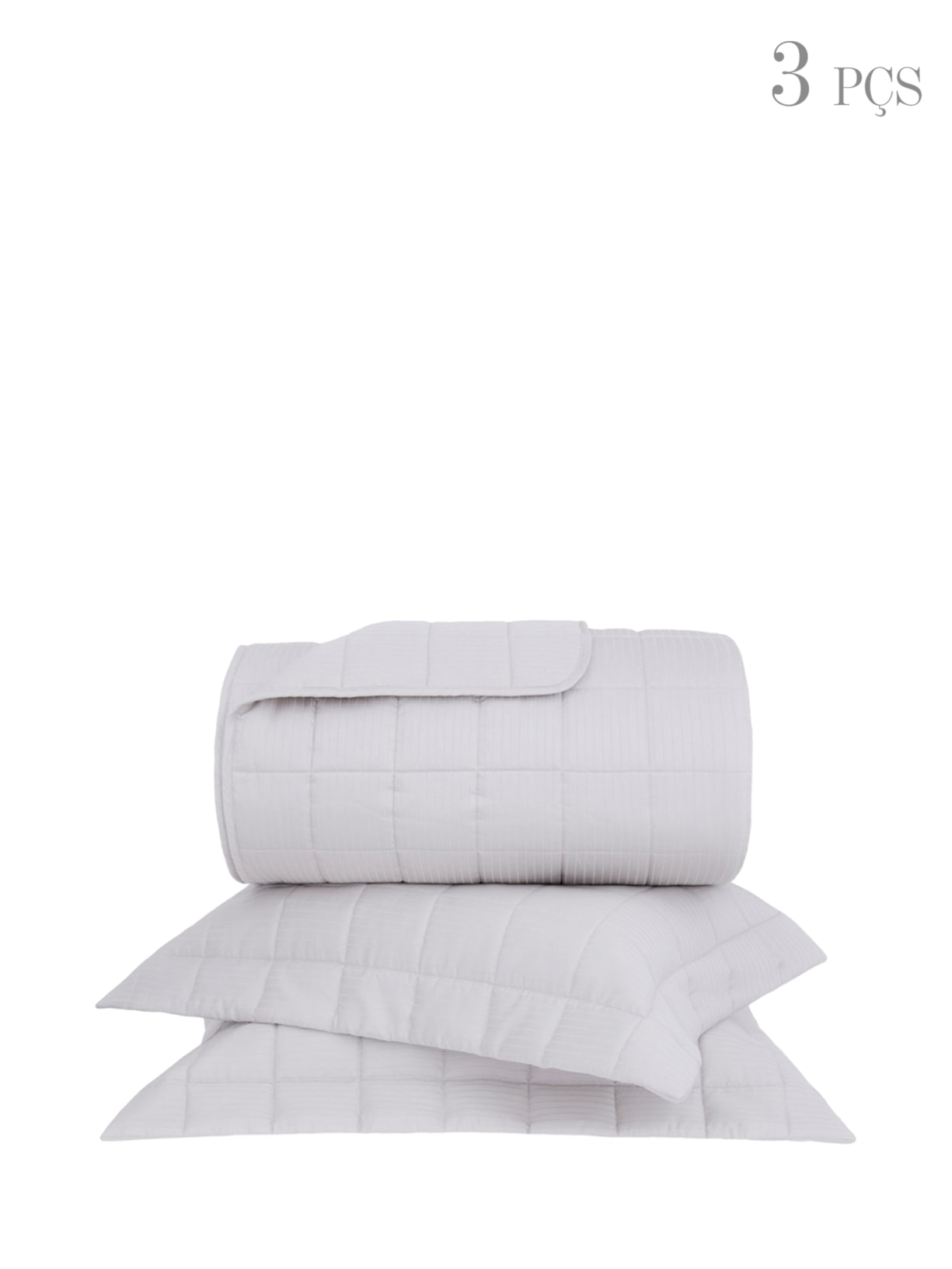 Kit Colcha Damask Stripes King Cetim 300 Fios 3 Peças - Bege