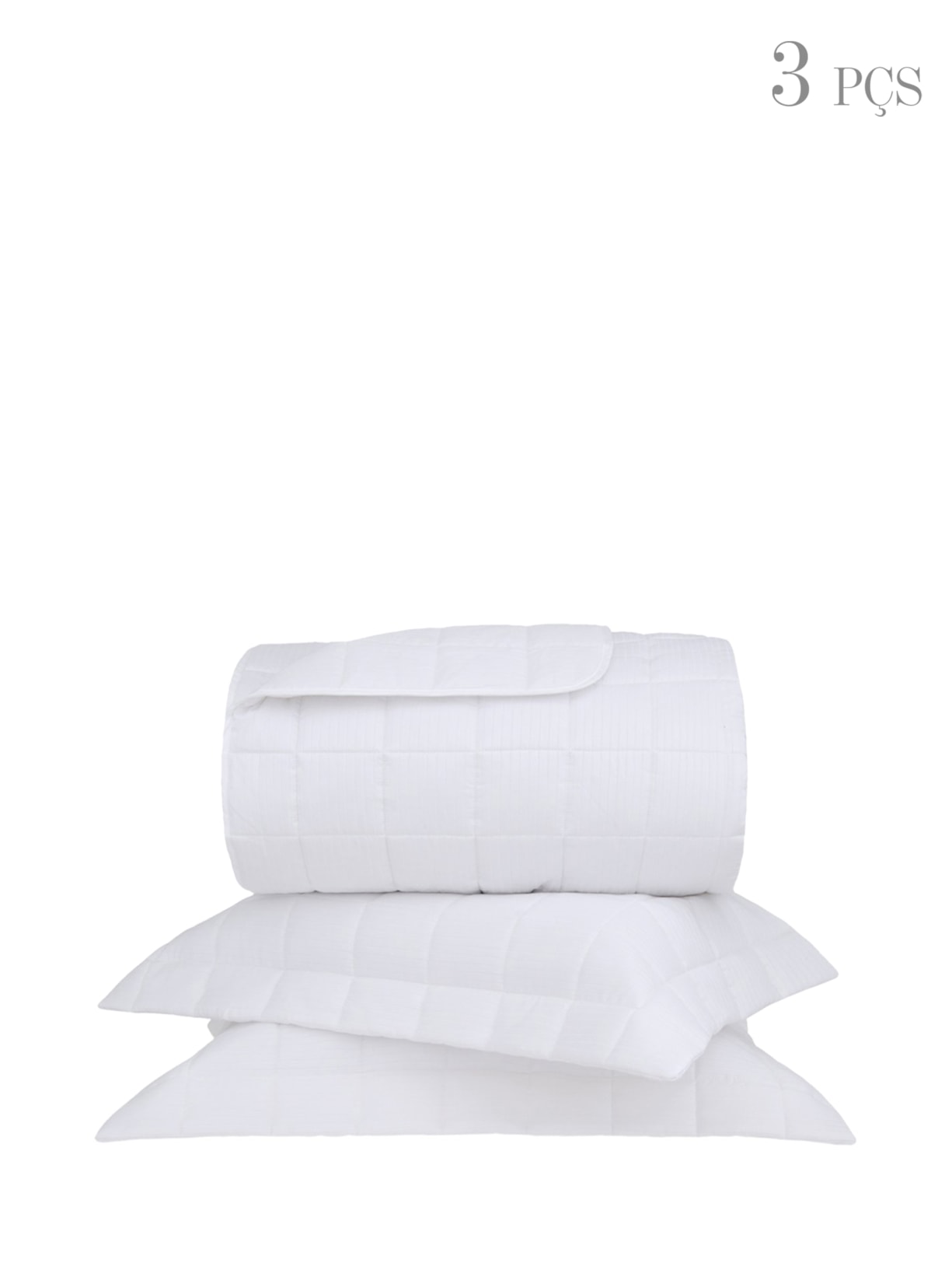 Kit Colcha Damask Stripes King Cetim 300 Fios 3 Peças - Branco