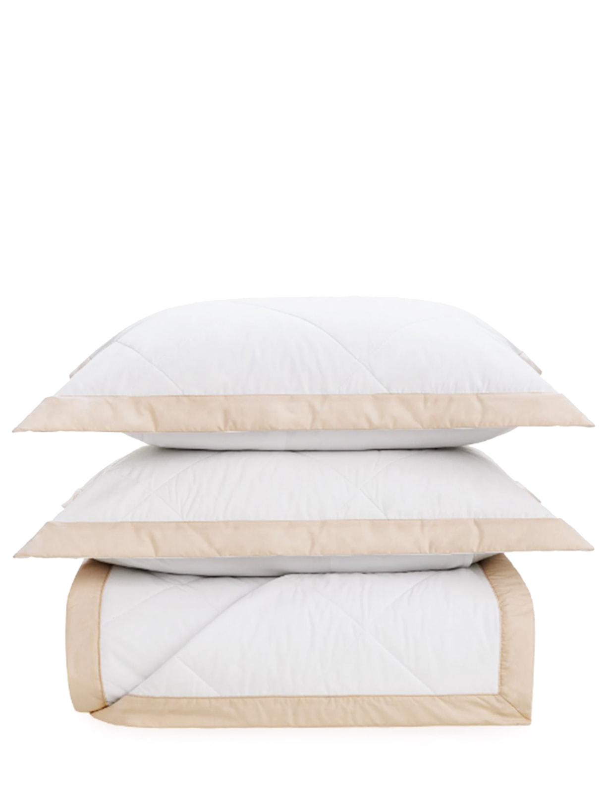 Kit Colcha Olga Casal Em Percal 200 Fios 3 Peças - Bege