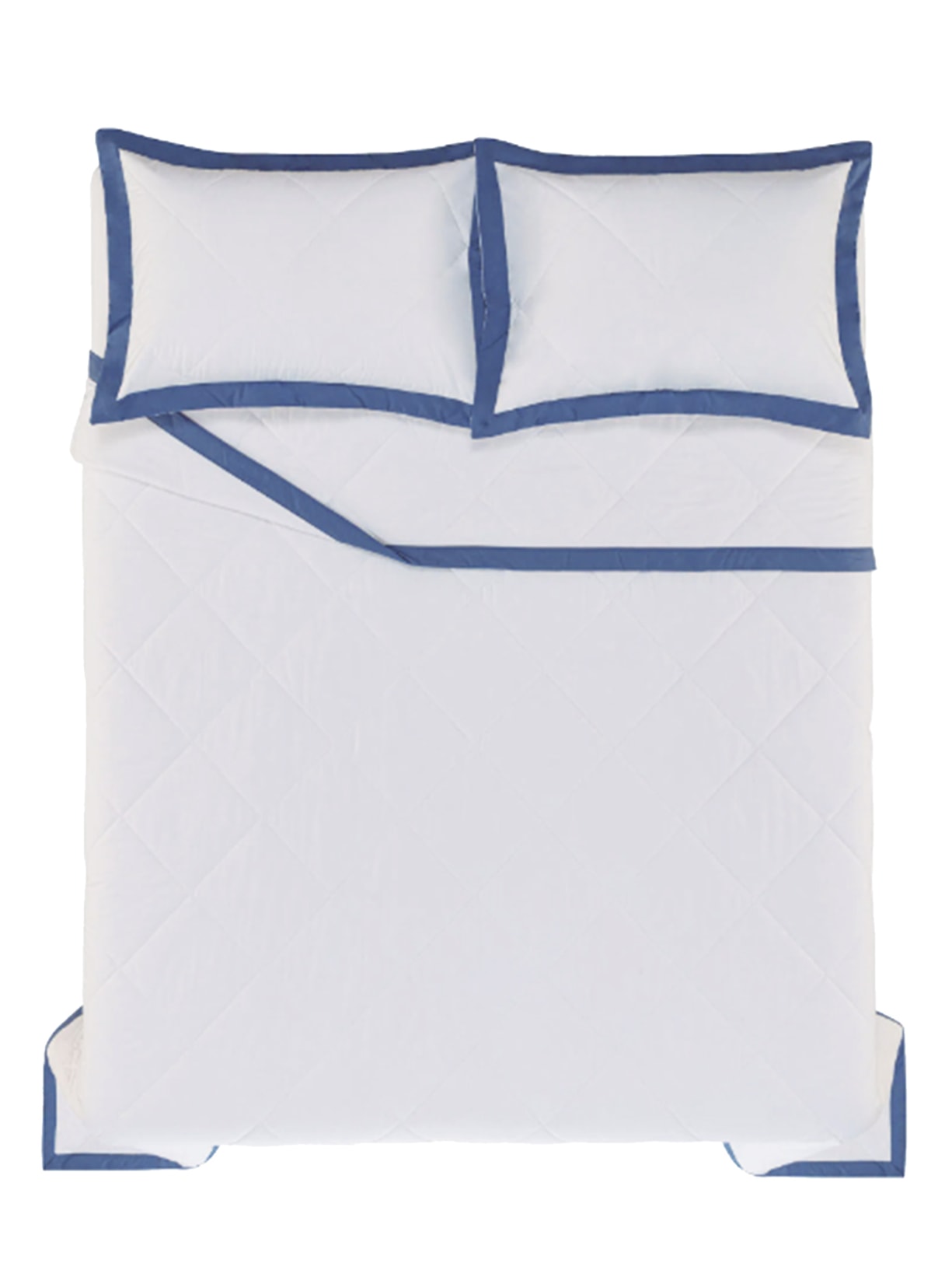 Kit Colcha Olga Queen Em Percal 200 Fios 3 Peças Azul Trussardi