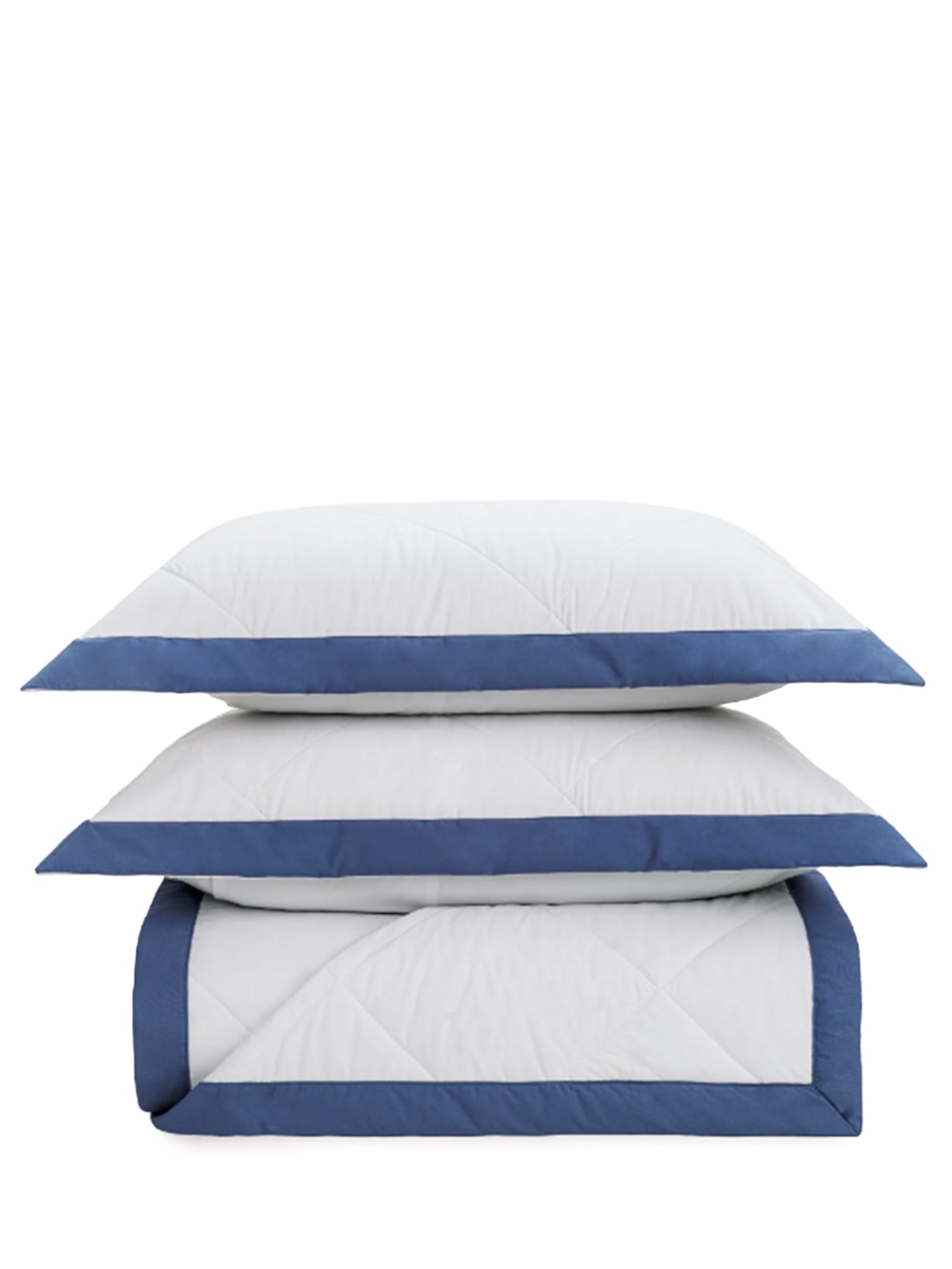 Kit Colcha Olga Queen Em Percal 200 Fios 3 Peças Azul Trussardi