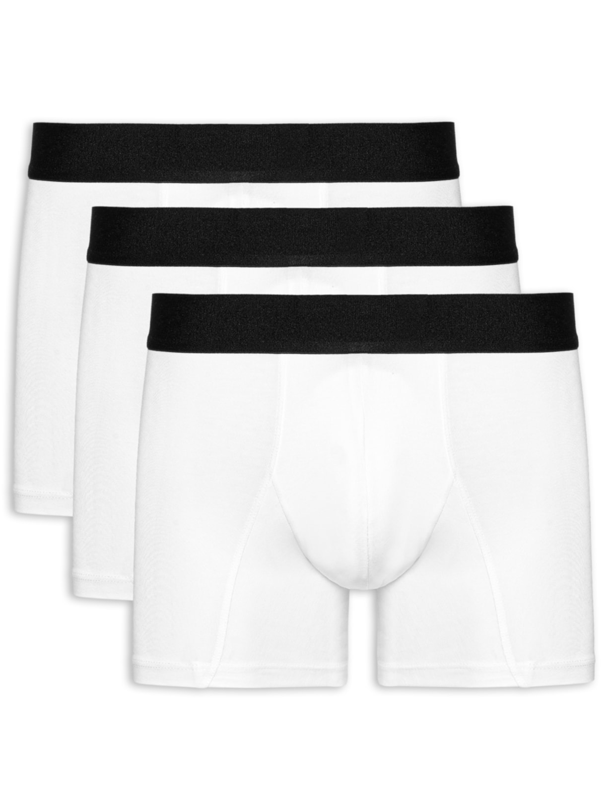 Kit Cueca Boxer Elástico Pima 3 Peças - Branco