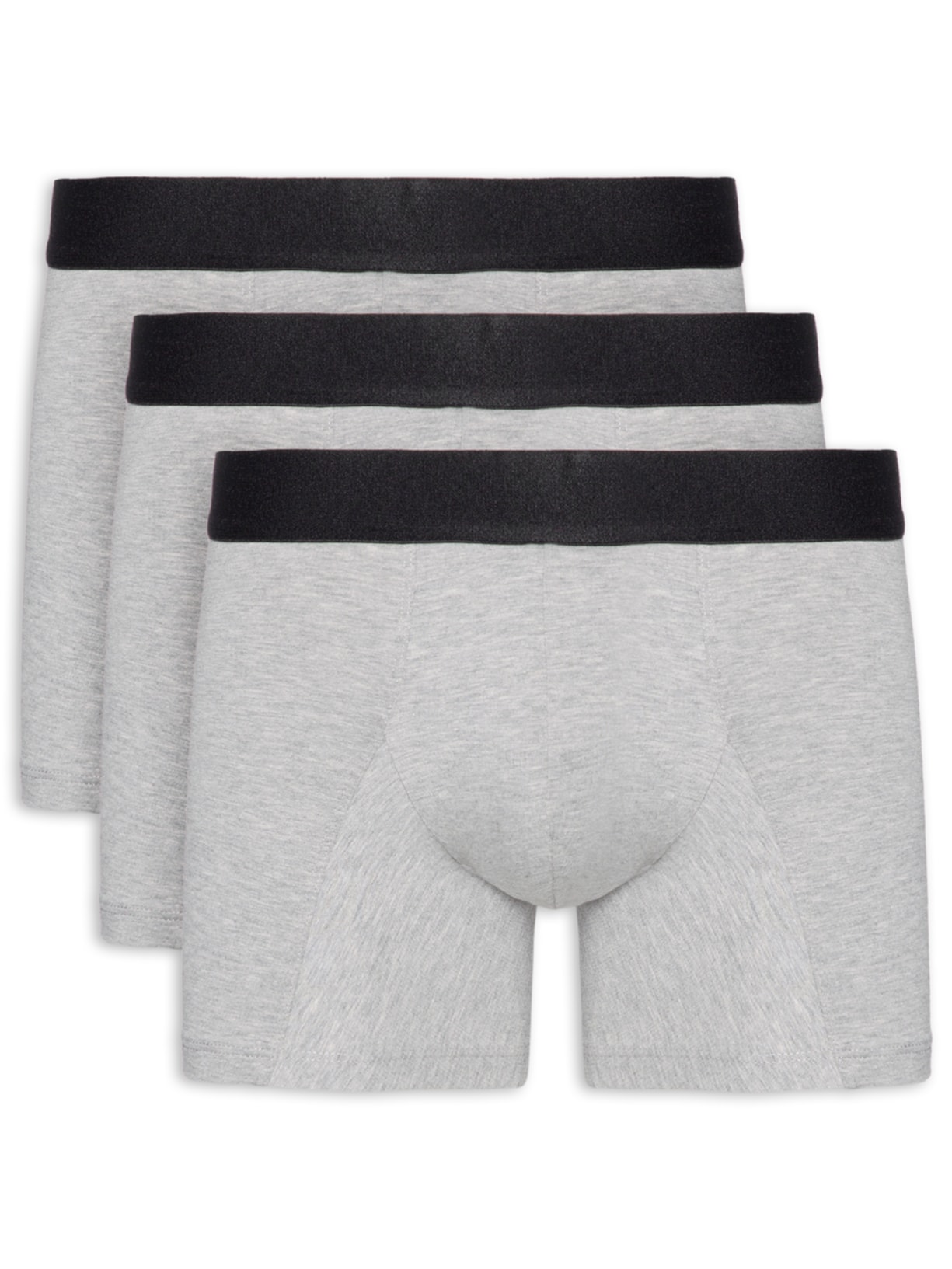Kit Cueca Boxer Elástico Pima 3 Peças - Cinza
