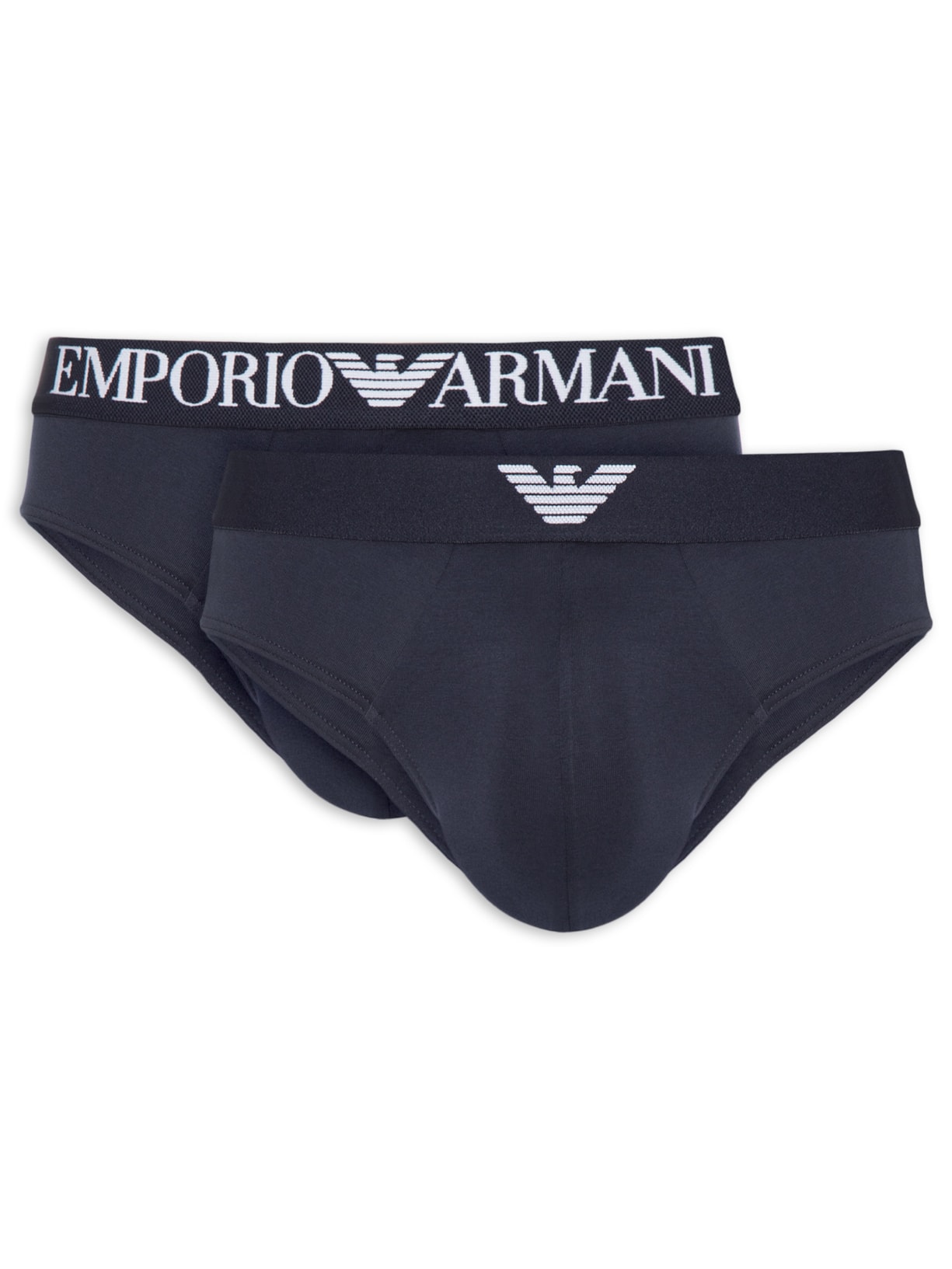 Kit Cuecas Slip Elástico EA Azul Emporio Armani Bodywear