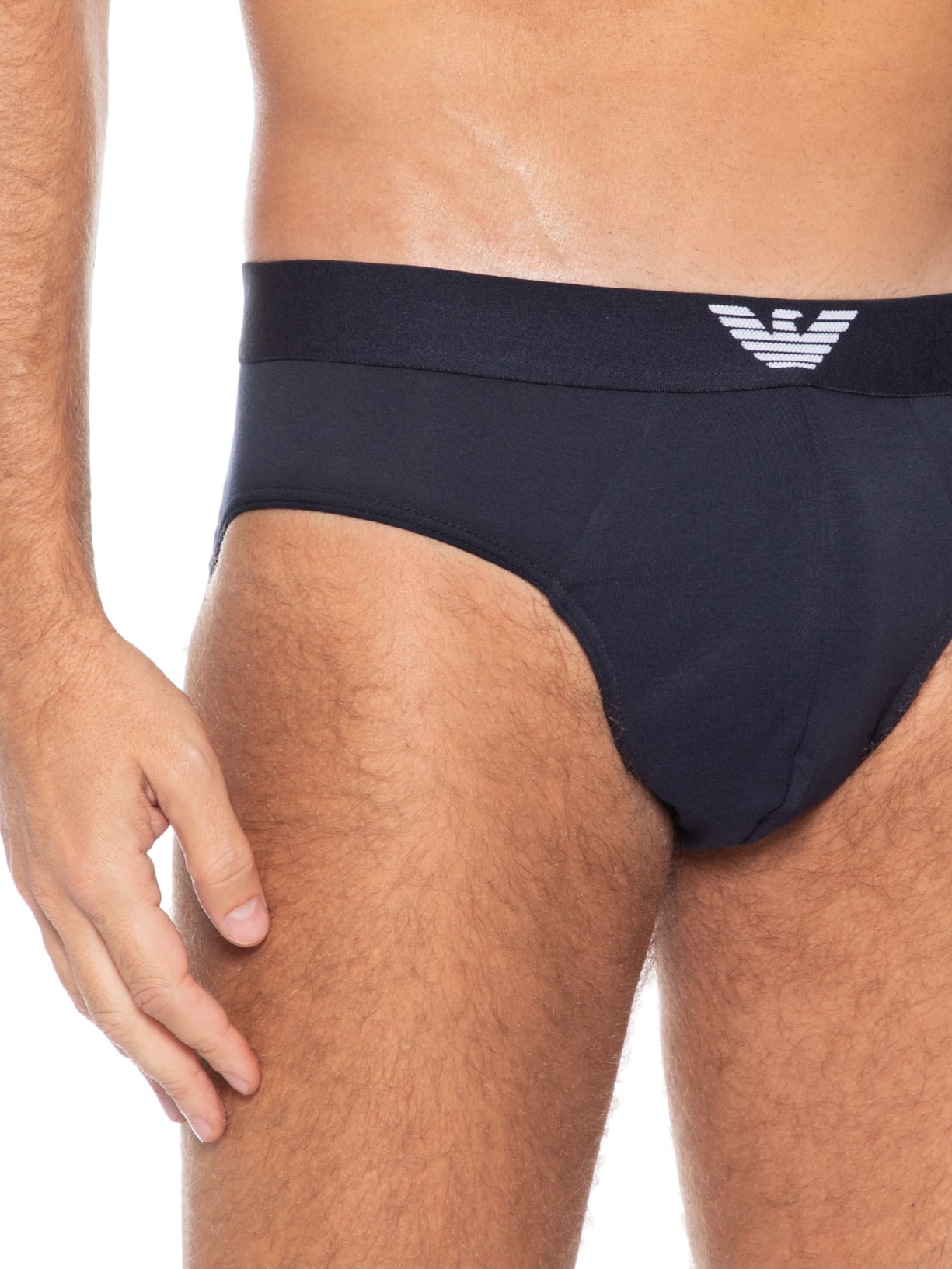Kit Cuecas Slip Elástico EA Azul Emporio Armani Bodywear