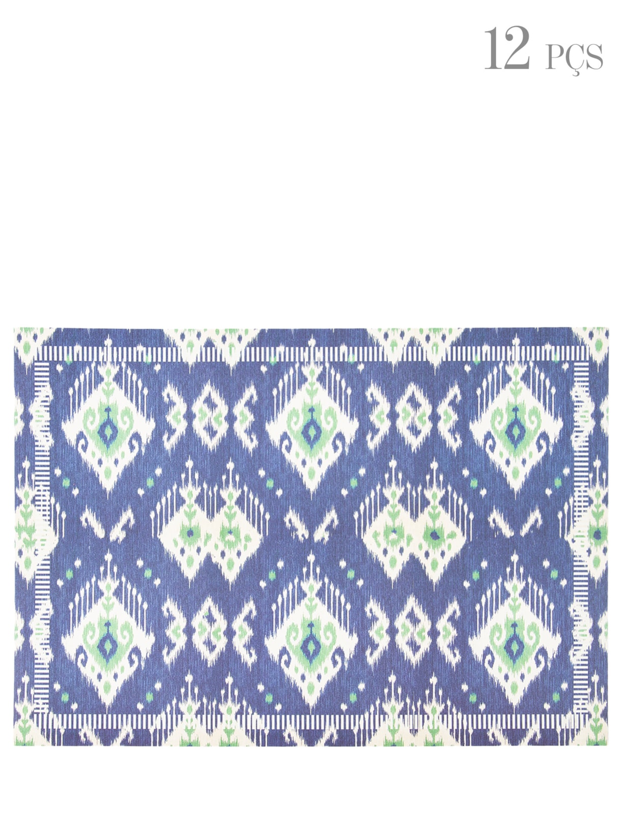 Kit de 12 Jogos Americanos Ikat Em Papel - Azul