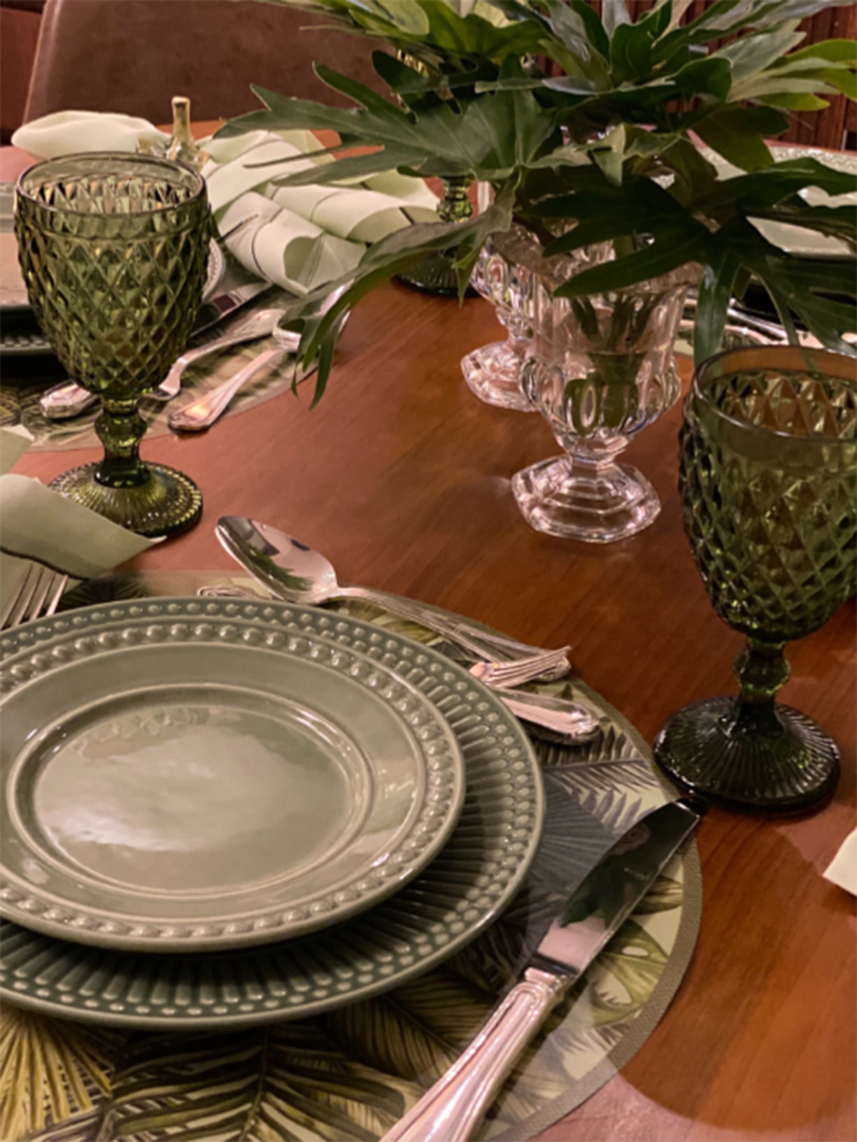 Kit de 12 Jogos Americanos Jungle Em Papel Verde Easy Home Design