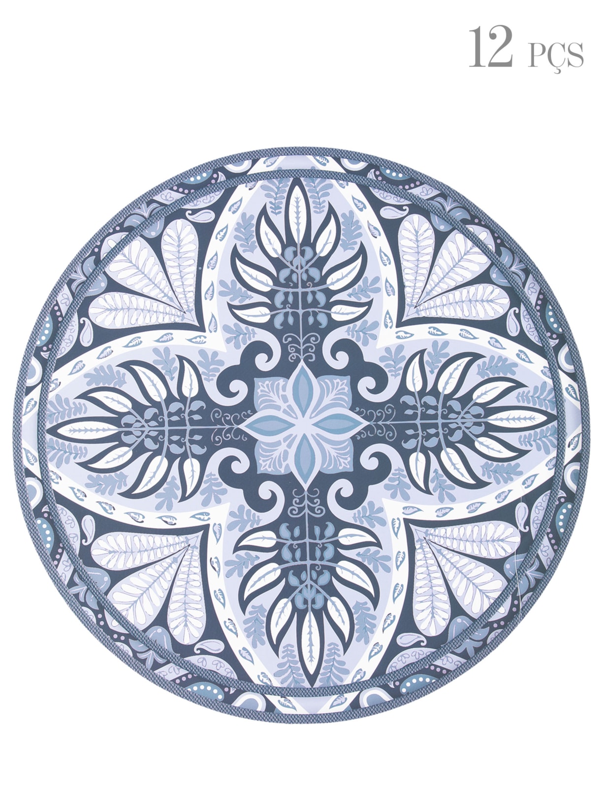 Kit de 12 Jogos Americanos Mandala Em Papel - Azul