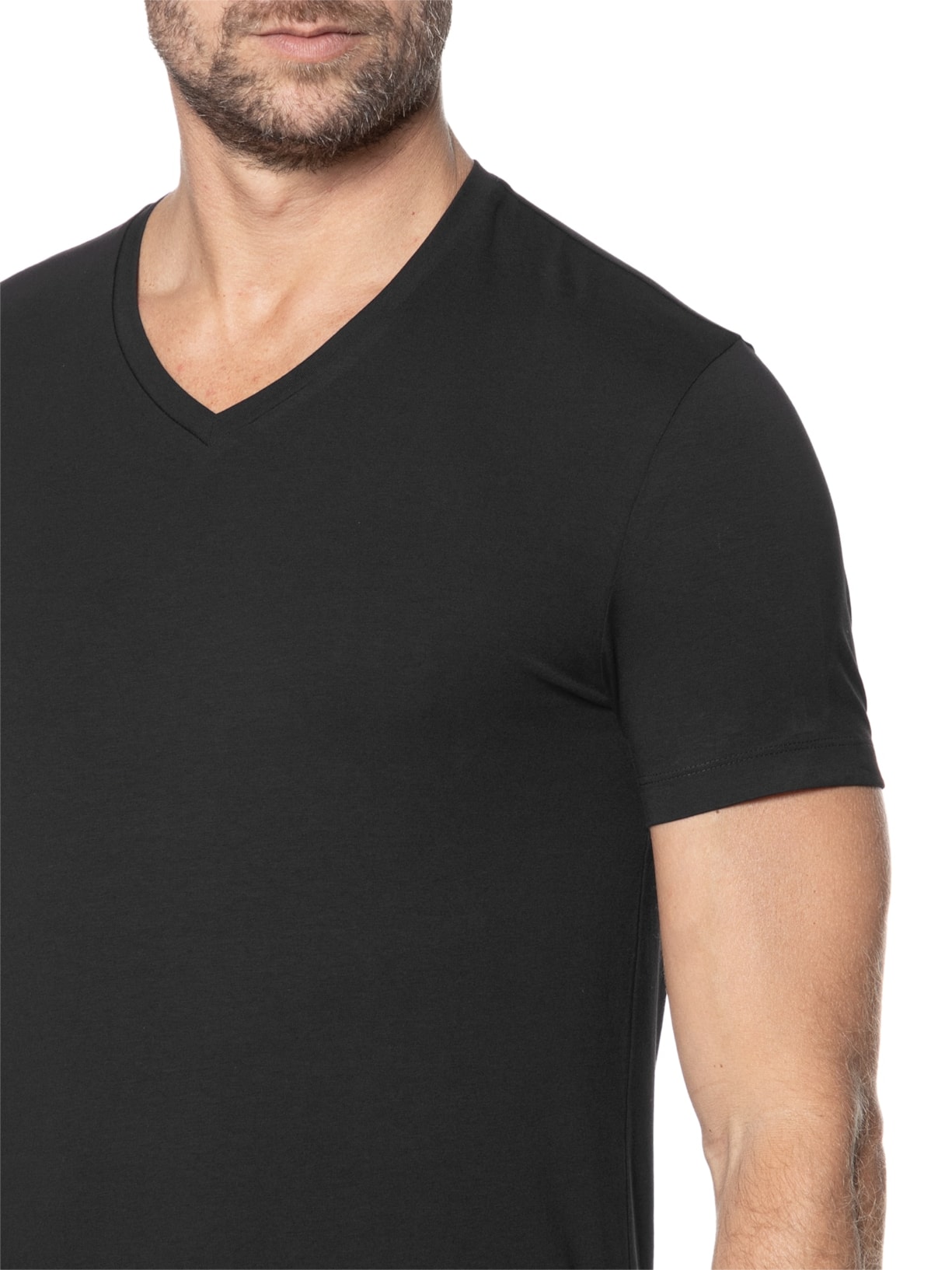 Kit De 2 Camisetas Masculina Gola V Preto Hugo