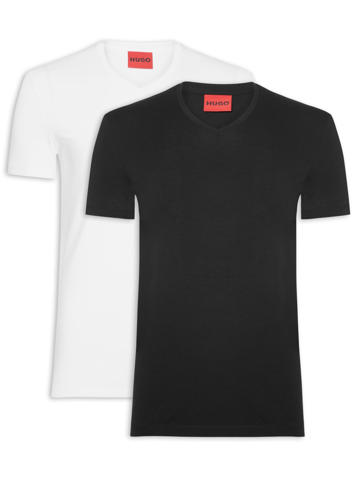 Kit De 2 Camisetas Masculina Gola V Preto Hugo