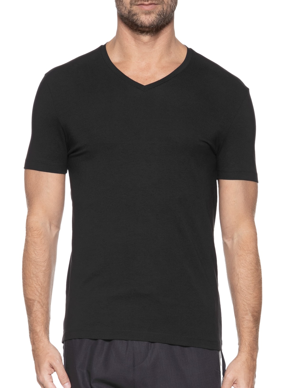 Kit De 2 Camisetas Masculina Gola V Preto Hugo