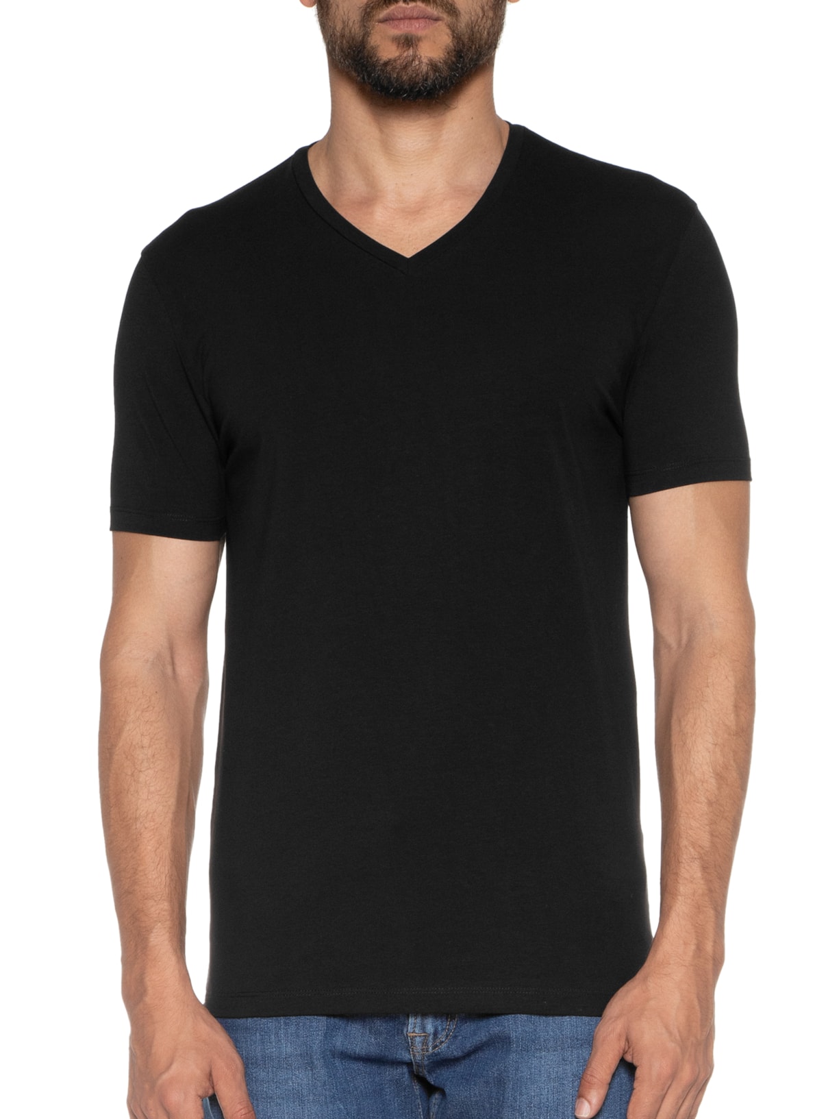 Kit De 2 Camisetas Masculinas Gola V Preto Hugo
