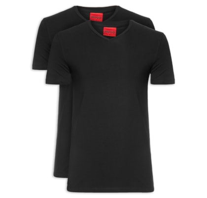 Kit De 2 Camisetas Masculinas Gola V - Preto