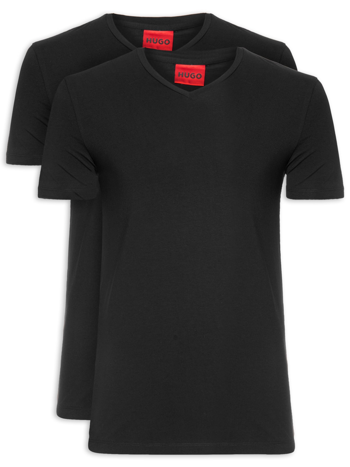 Kit De 2 Camisetas Masculinas Gola V - Preto