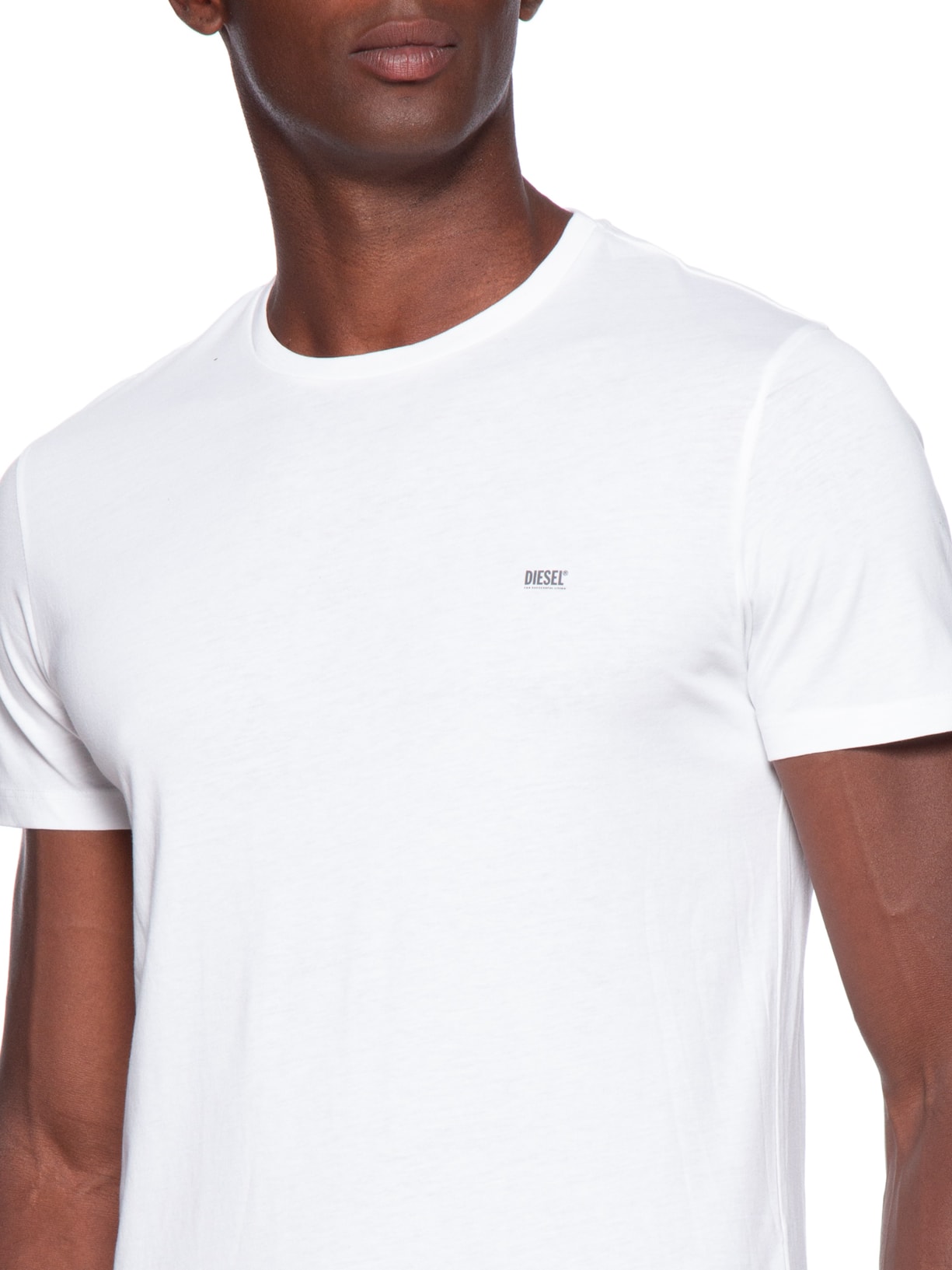 Kit de 3 Camisetas Masculinas em Algodão Branco Diesel
