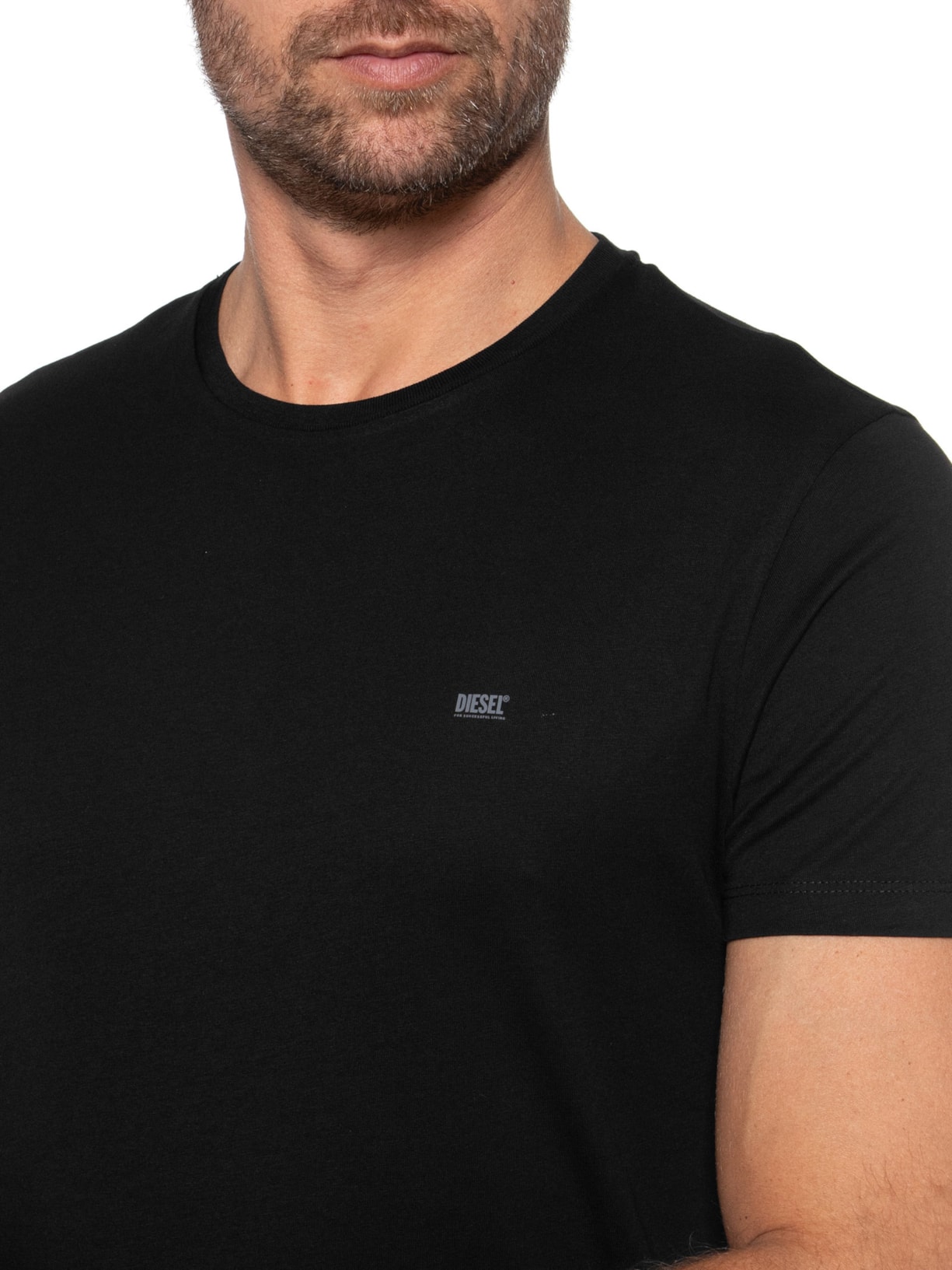 Kit de 3 Camisetas Masculinas em Algodão Preto Diesel
