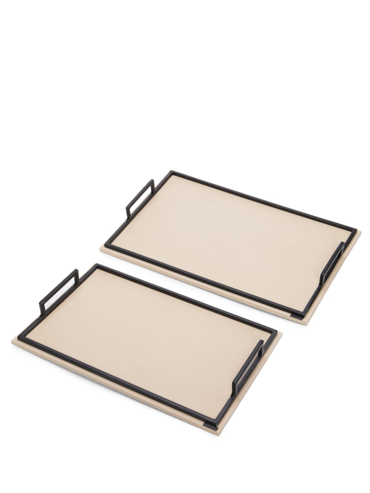 Kit de Bandejas Retangular Em Ferro 2 Peças - Bege