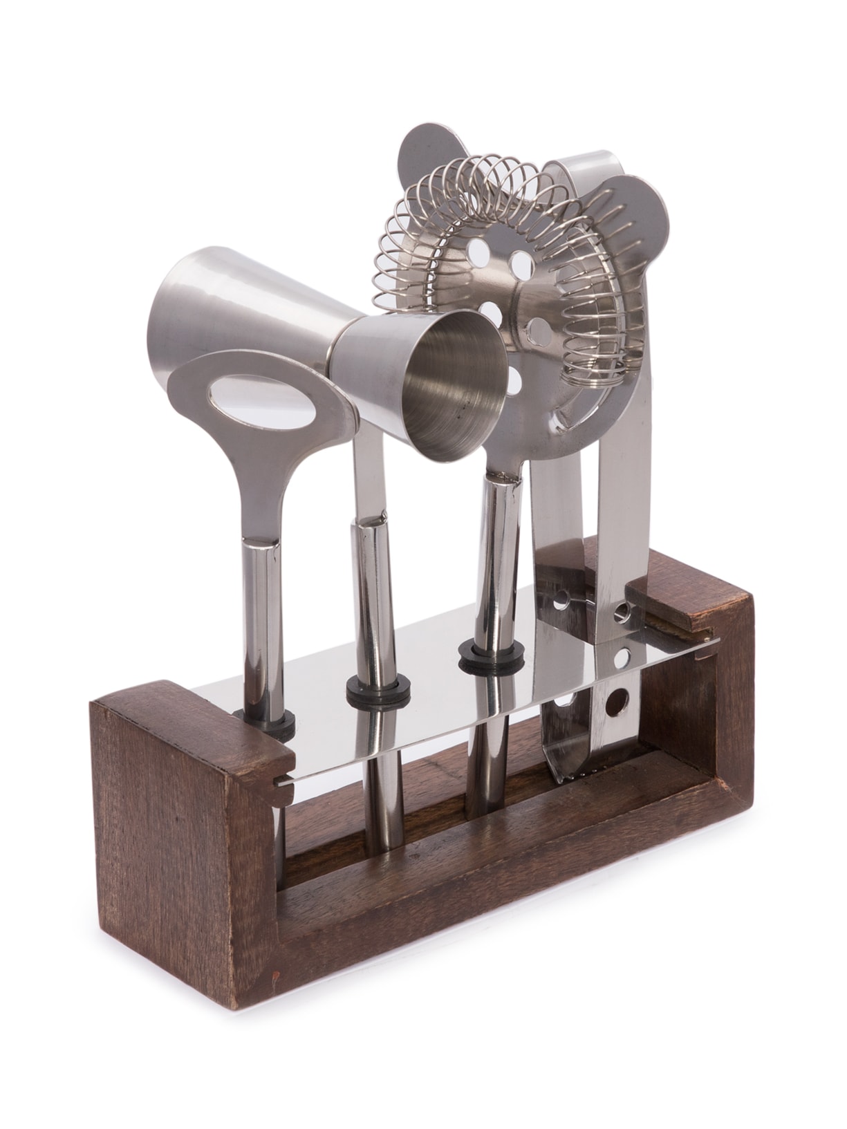 Kit De Bar Wood Em Aço Inox e Madeira