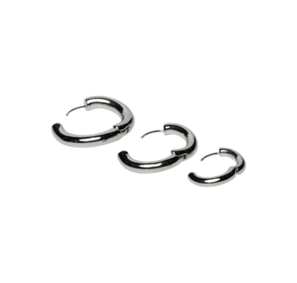 Kit De Brincos Femininos Argolas Básicas - Prateado