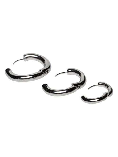 Kit De Brincos Femininos Argolas Básicas - Prateado