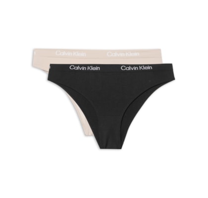 Kit De Calcinhas Tanga Microfibra Seamless 2 Peças - Preto