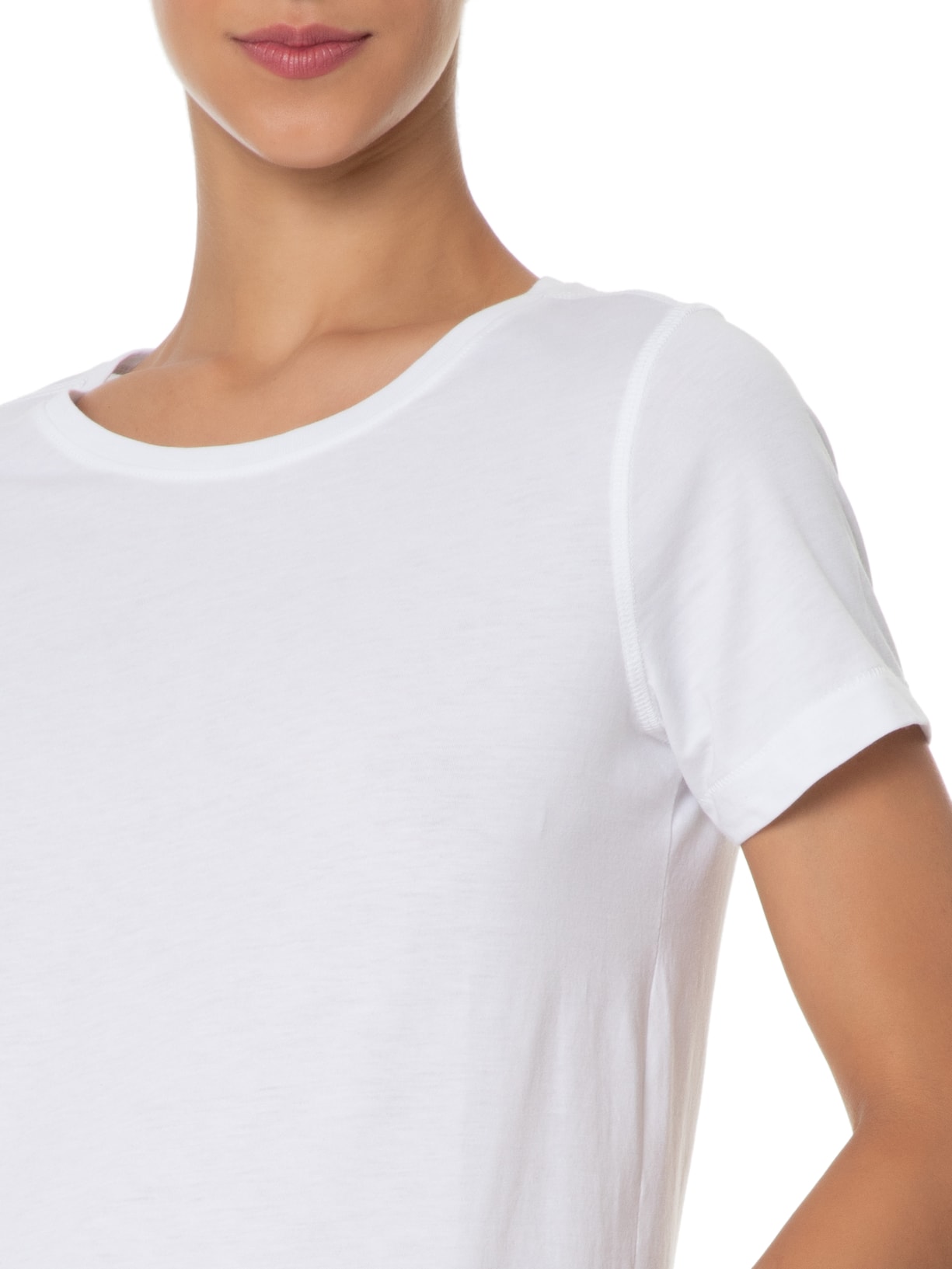 Kit De Camiseta Feminina Pima Manga Curta Decote Redondo 3 Peças Branco '2Essential